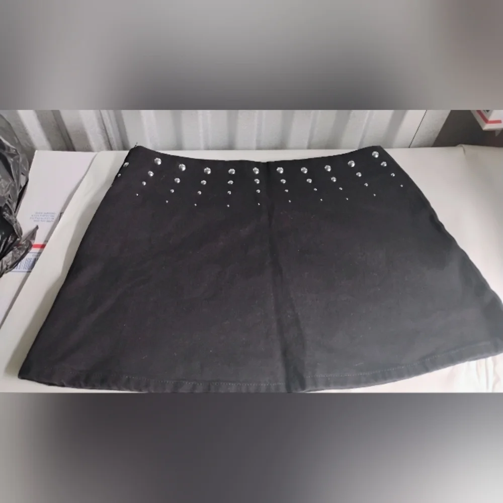 Zara Denim Black Studded Skirt - Picture 3 of 6